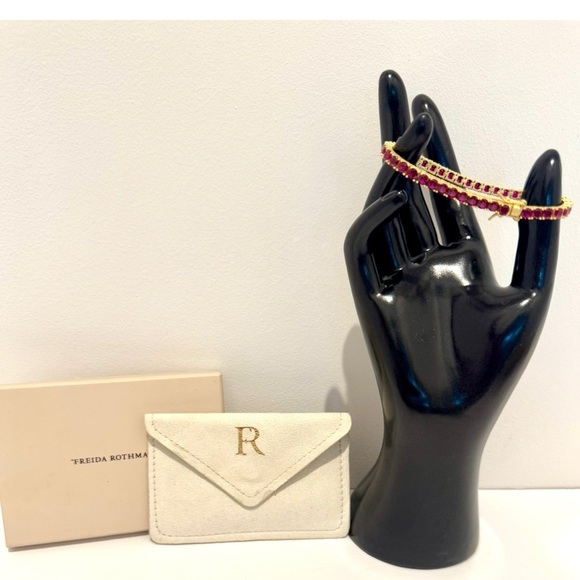 Freida Rothman Midnight Tri-Tone Twilight 14K Gold Tennis Bracelet Ruby Red - Picture 2 of 14